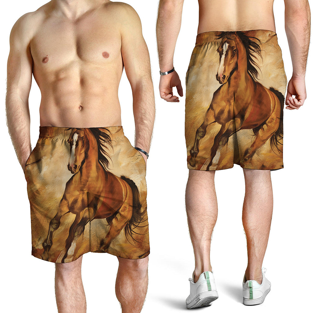 Brown Horse Painting Print Men's Shorts