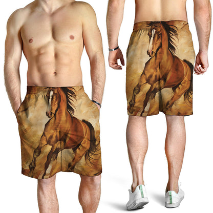 Brown Horse Painting Print Men's Shorts