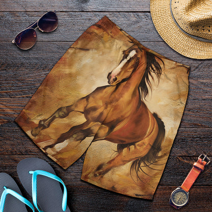 Brown Horse Painting Print Men's Shorts