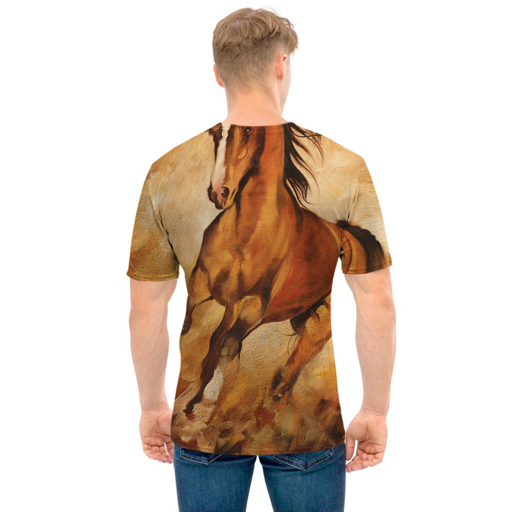 Brown Horse Painting Print Men's T-Shirt