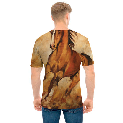 Brown Horse Painting Print Men's T-Shirt