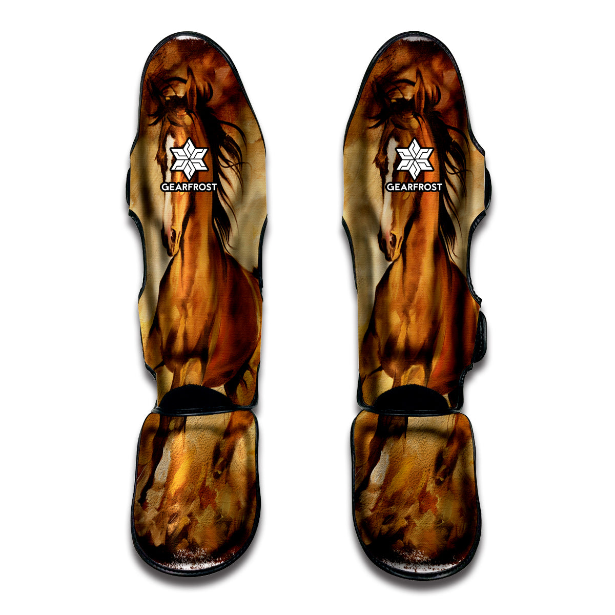 Brown Horse Painting Print Muay Thai Shin Guard