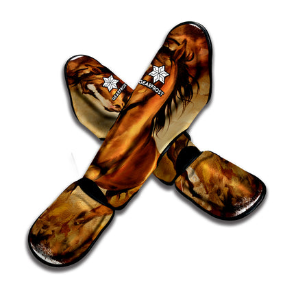 Brown Horse Painting Print Muay Thai Shin Guard