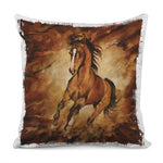 Brown Horse Painting Print Pillow Cover