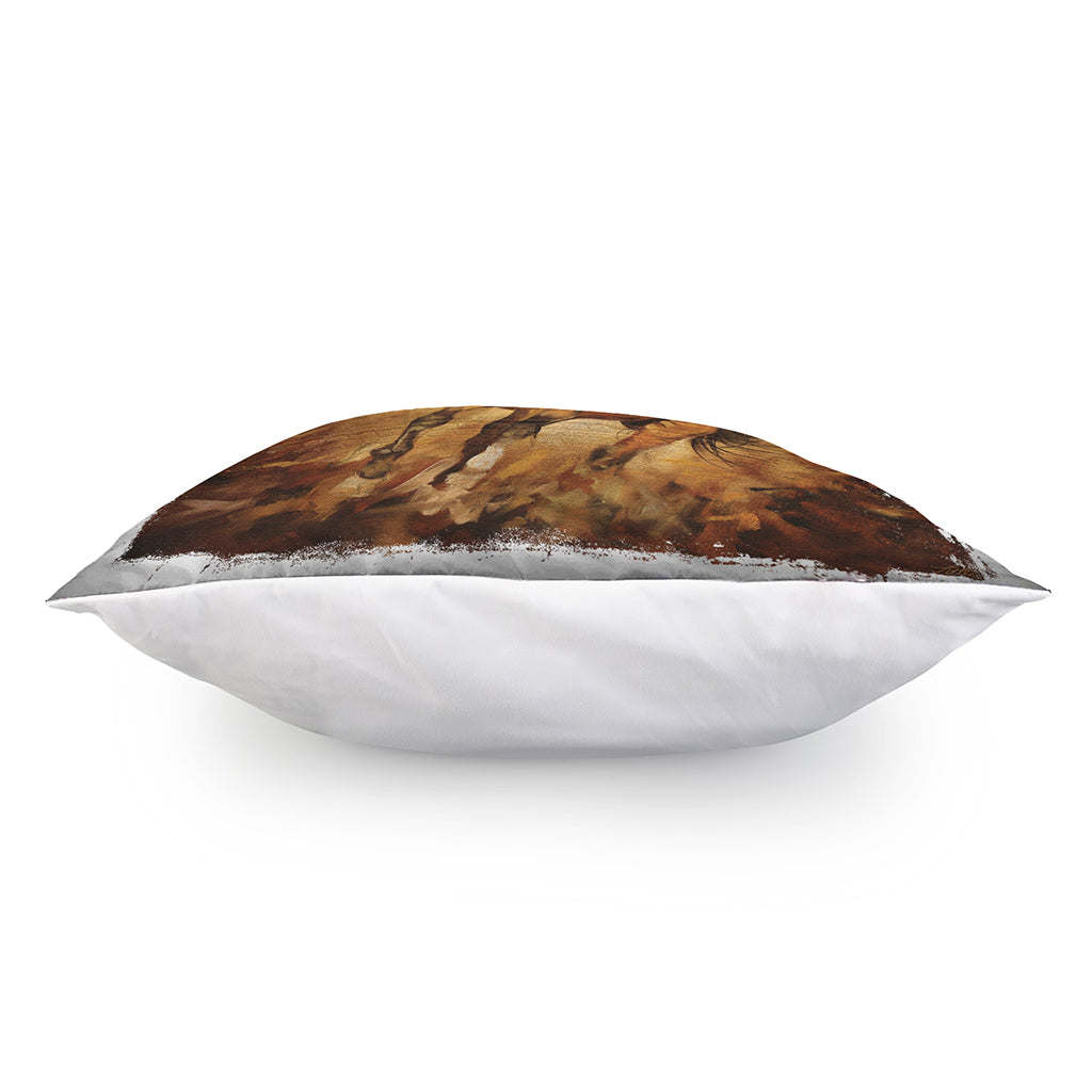 Brown Horse Painting Print Pillow Cover