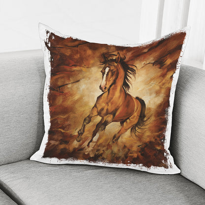 Brown Horse Painting Print Pillow Cover