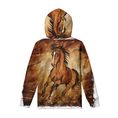 Brown Horse Painting Print Pullover Hoodie