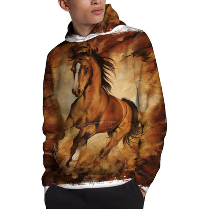 Brown Horse Painting Print Pullover Hoodie