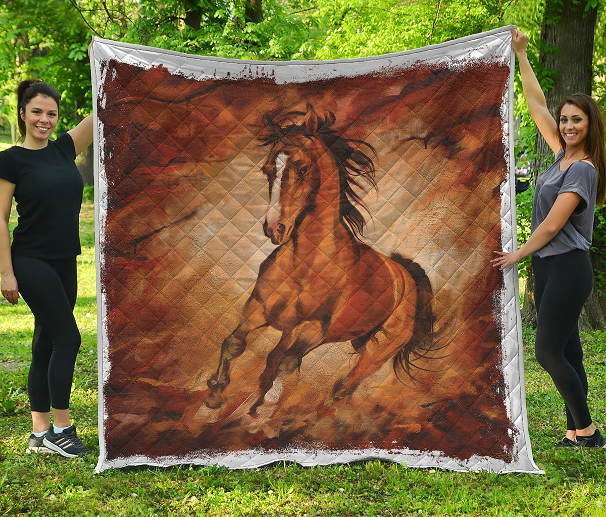 Brown Horse Painting Print Quilt