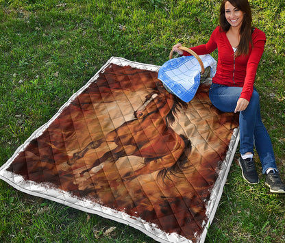 Brown Horse Painting Print Quilt