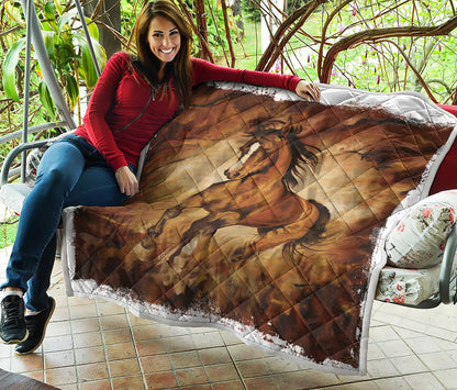Brown Horse Painting Print Quilt