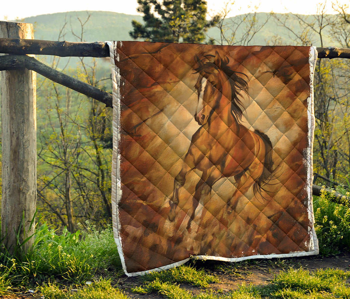 Brown Horse Painting Print Quilt