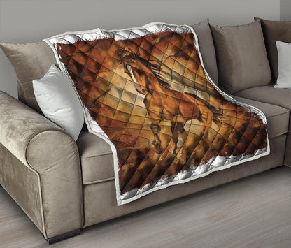 Brown Horse Painting Print Quilt