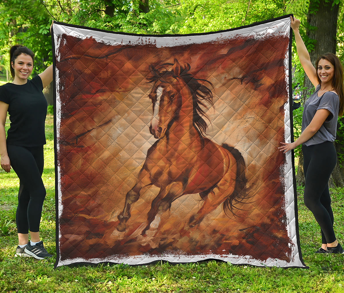 Brown Horse Painting Print Quilt