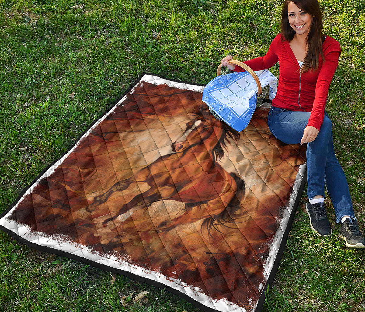Brown Horse Painting Print Quilt
