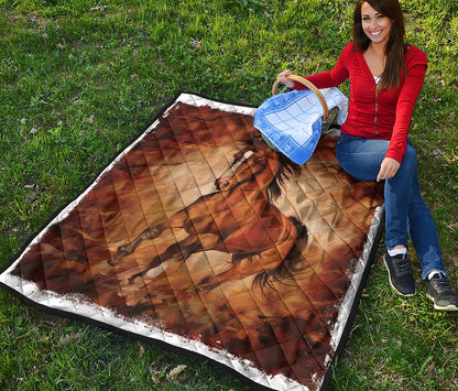 Brown Horse Painting Print Quilt