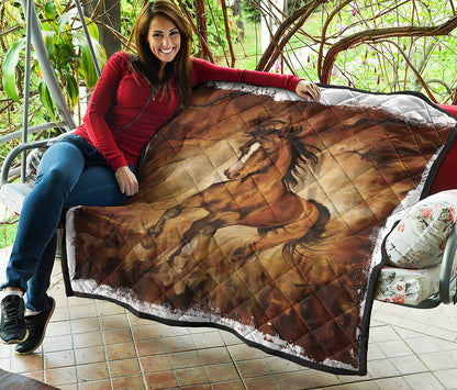 Brown Horse Painting Print Quilt