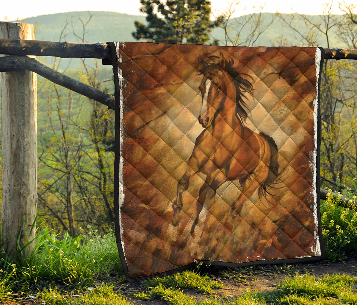 Brown Horse Painting Print Quilt