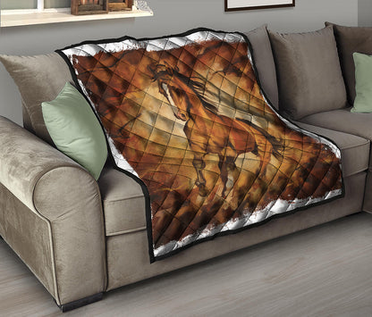 Brown Horse Painting Print Quilt