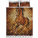 Brown Horse Painting Print Quilt Bed Set