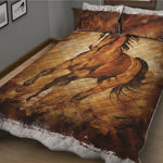 Brown Horse Painting Print Quilt Bed Set