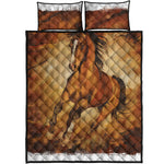 Brown Horse Painting Print Quilt Bed Set