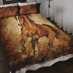 Brown Horse Painting Print Quilt Bed Set