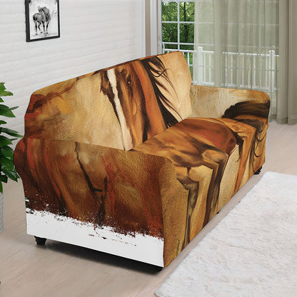 Brown Horse Painting Print Sofa Cover