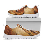 Brown Horse Painting Print White Sneakers