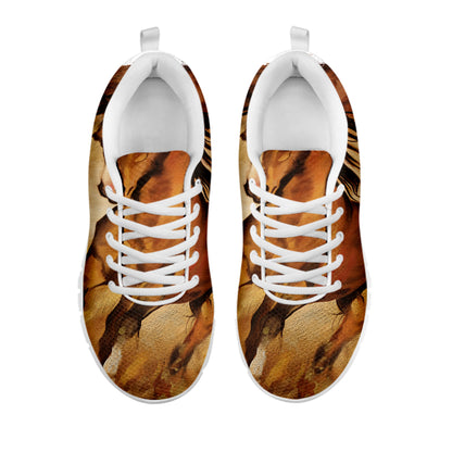 Brown Horse Painting Print White Sneakers