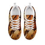 Brown Horse Painting Print White Sneakers