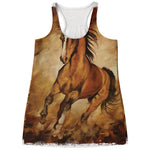 Brown Horse Painting Print Women's Racerback Tank Top