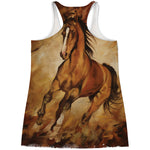 Brown Horse Painting Print Women's Racerback Tank Top
