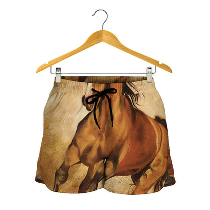 Brown Horse Painting Print Women's Shorts