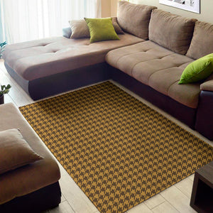 Brown Houndstooth Pattern Print Area Rug