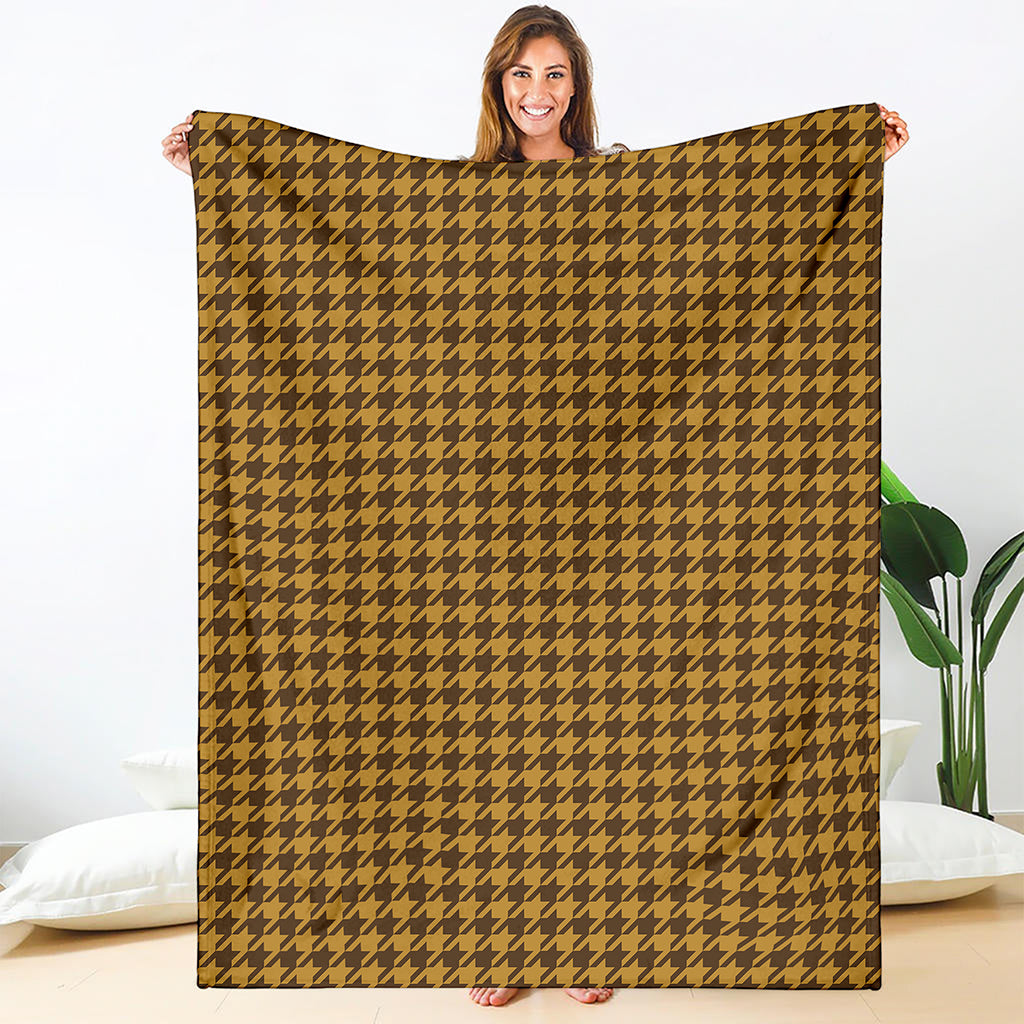 Brown Houndstooth Pattern Print Blanket