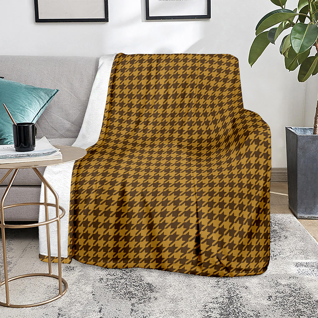 Brown Houndstooth Pattern Print Blanket