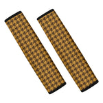 Brown Houndstooth Pattern Print Car Seat Belt Covers