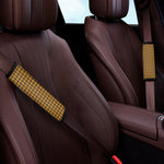 Brown Houndstooth Pattern Print Car Seat Belt Covers