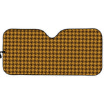 Brown Houndstooth Pattern Print Car Sun Shade