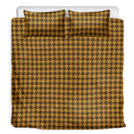 Brown Houndstooth Pattern Print Duvet Cover Bedding Set