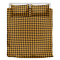 Brown Houndstooth Pattern Print Duvet Cover Bedding Set