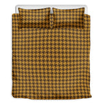 Brown Houndstooth Pattern Print Duvet Cover Bedding Set