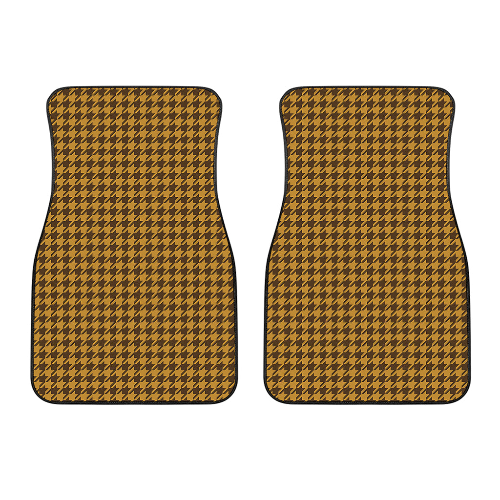 Brown Houndstooth Pattern Print Front Car Floor Mats
