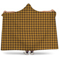 Brown Houndstooth Pattern Print Hooded Blanket