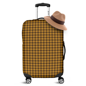 Brown Houndstooth Pattern Print Luggage Cover