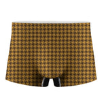 Brown Houndstooth Pattern Print Men's Boxer Briefs