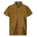 Brown Houndstooth Pattern Print Men's Short Sleeve Shirt
