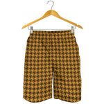 Brown Houndstooth Pattern Print Men's Shorts