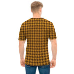 Brown Houndstooth Pattern Print Men's T-Shirt